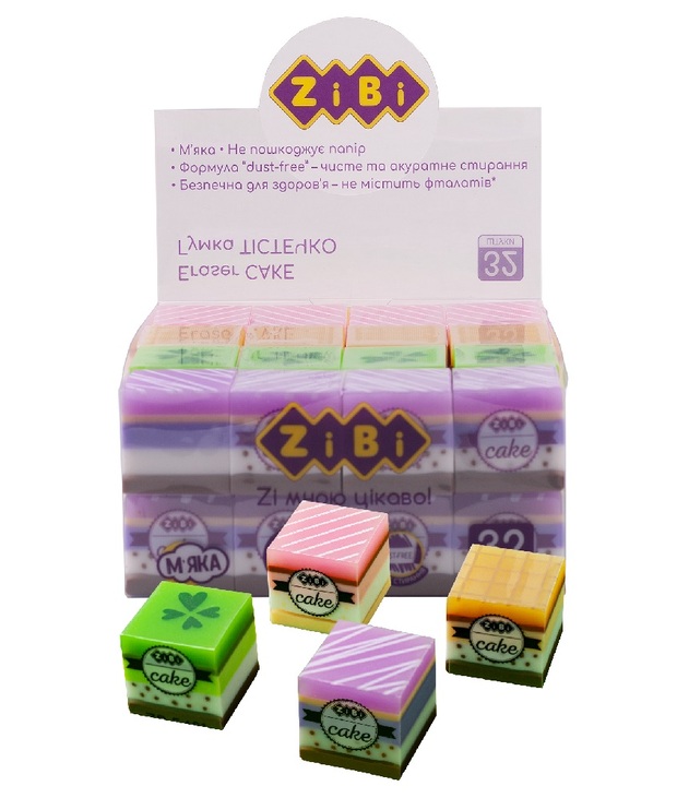 Гумка для стирання Zibi квадратна "Cake" (уп.=32 шт.)