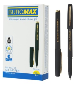 Ручка гелева Buromax "Rouber Touch Status", 1,0 мм, чорна (уп.=12 шт.)