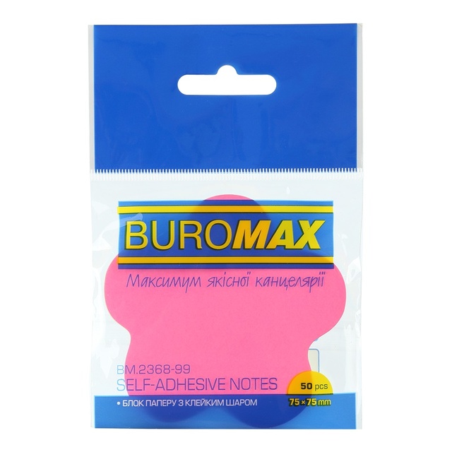 Стікер фігурний 50 арк. "Неон/Квітка" Buromax