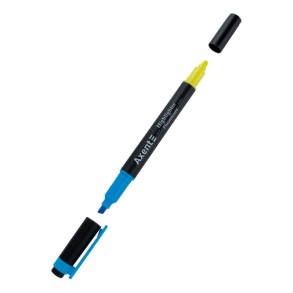 Маркер текстовий "Highlighter Dual" 2-4 мм клиноподібний блакитний/жовтий (уп.=12 шт.) Axent