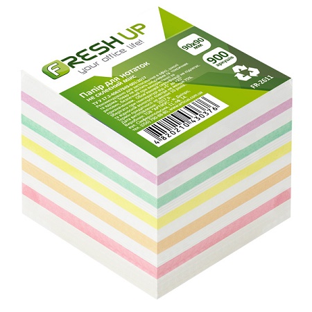 Папір для нотаток 90*90 мм/900 арк., неклеєний/мікс Fresh Up