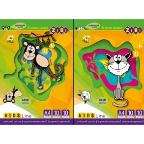 Картон кольоровий односторонній А4/10 арк. 10 кол. "Kids Line" Zibi