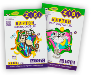Картон кольоровий односторонній А4/10 арк. 10 кол. "Kids Line" Zibi