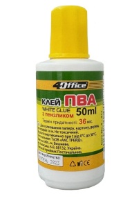 Клей з пензликом ПВА 50 мл (ящик=124 шт.) 4Office
