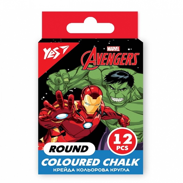 Крейда кольорова кругла 12 шт. "Marvel Avengers" Yes