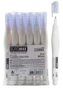 Коректор-ручка 3 мл з металевим наконечником "Jobmax" (уп.=24 шт.) Buromax
