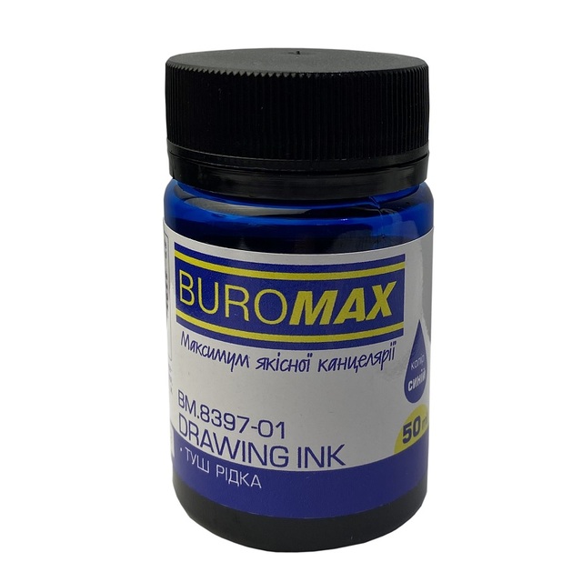 Туш для креслення 50 мл синя Buromax