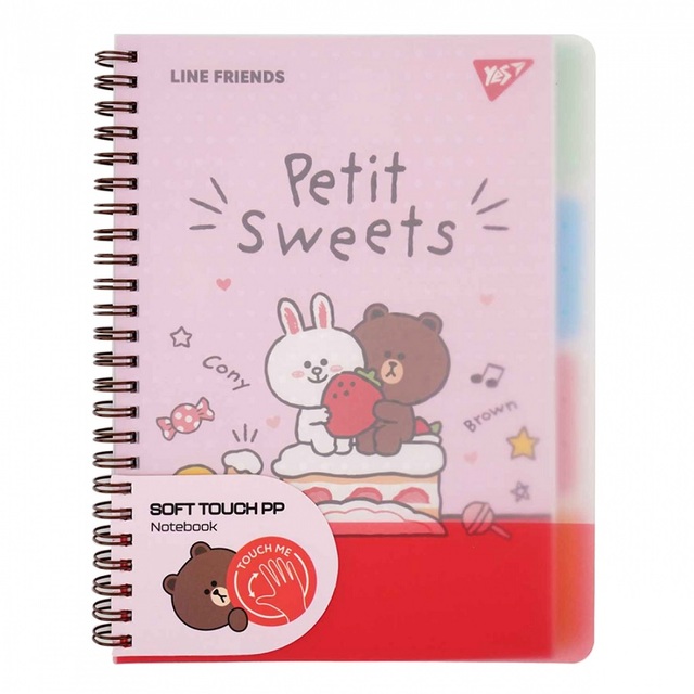 Блокнот А5 80 арк., "Line Friends", =, ПО, пружина бокова Yes