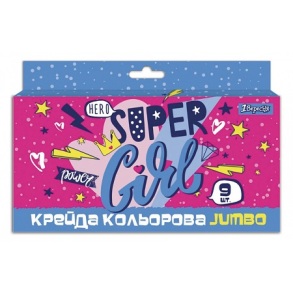 Крейда кольорова кругла 9 шт. "Jumbo Cool Girl" 1 Вересня