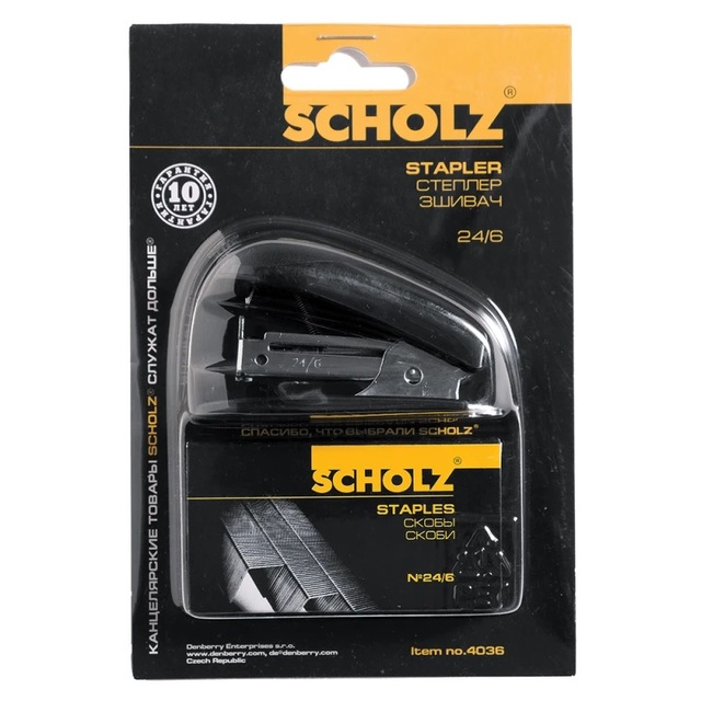 Степлер міні № 24/6, 16 арк., корпус пластиковий Scholz