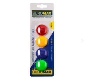 Магніти для дошки (блістер=4 шт./d=3 см) Buromax