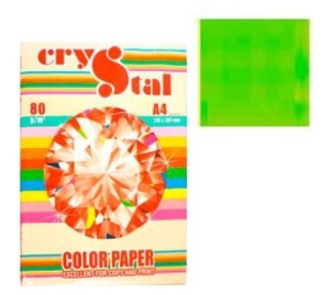 Папір "Crystal Color Paper" неон A4, 80 г/м2, 100 арк., Green 321/зелений