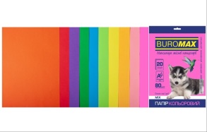 Папір "Buromax" rainbow Intensiv+Neon А4 80 г/м2, 2*10/20 арк.