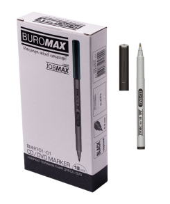 Маркер перманентний "Jobmax" 0,6 мм водостійкий/чорний (уп.=12 шт.) Buromax