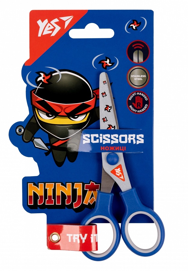 Ножиці дитячі 13 см "Ninja" з принтом на лезі Yes
