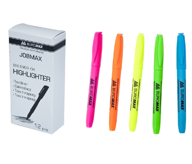 Маркер текстовий "Jobmax", 2-4 мм, круглий, зелений (уп.=12 шт.) Buromax
