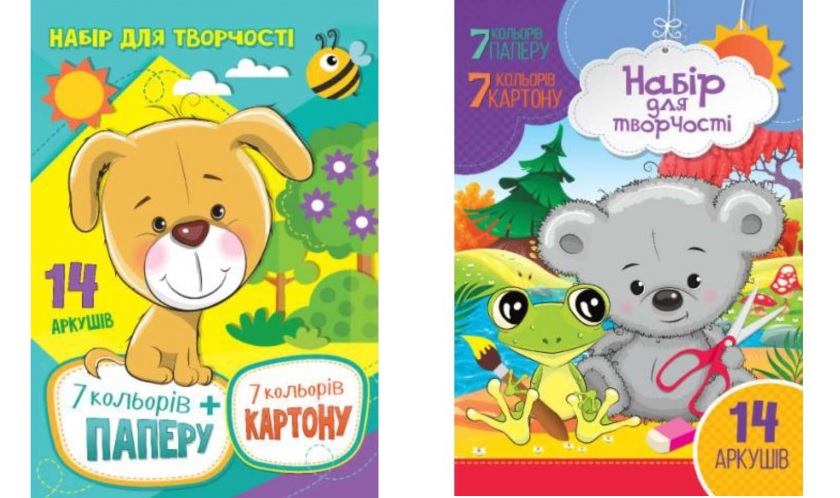 Набір картон + папір кольоровий А4 7+7 арк. (уп.=20 шт.) Рюкзачок