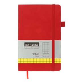 Блокнот шкірзам 125*195 мм 96 арк., "291161 Primo", #, червоний Buromax