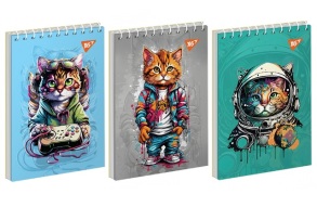 Блокнот А6 80 арк., "Cat", #, МО, пружина верхня Yes