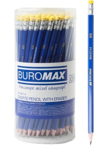 Олівець графітний HB з ластиком "Jobmax" (уп.=100 шт.) Buromax