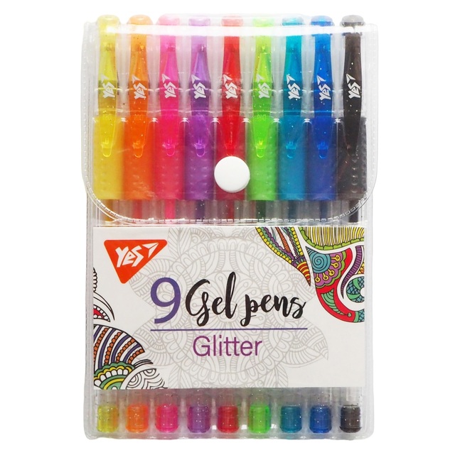 Набір ручок гелевих 9 кол. "Glitter" Yes