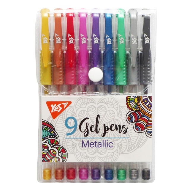 Набір ручок гелевих 9 кол. "Metallic" Yes