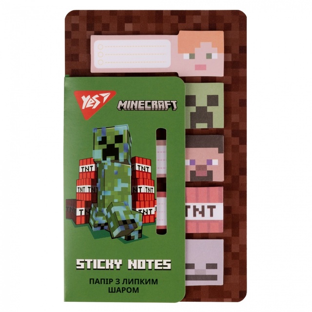 Індекси паперові 5 кол. по 20 шт., 15*50 мм "Minecraft" Yes