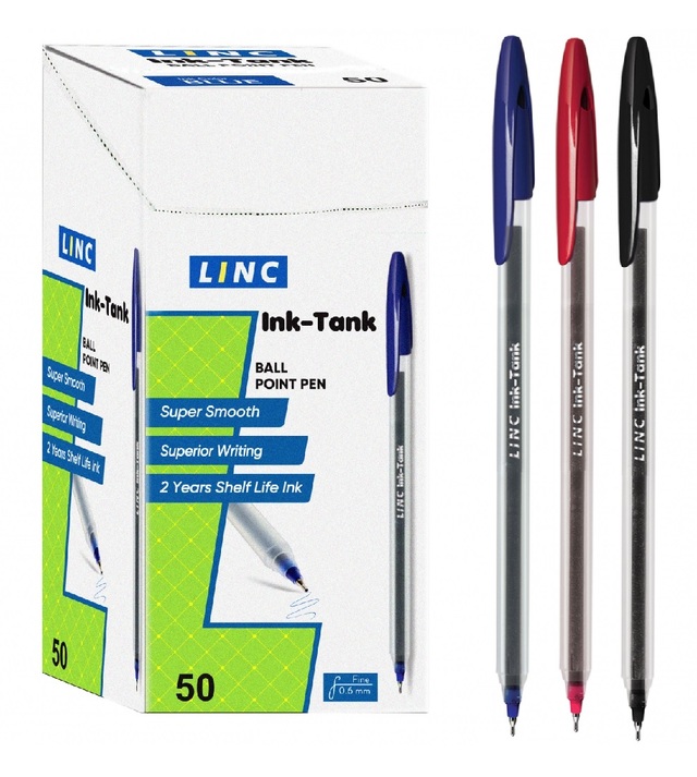 Ручка кулькова Linc "Ink Tank", 0,6 мм, масляна основа, чорна (уп.=50 шт.)