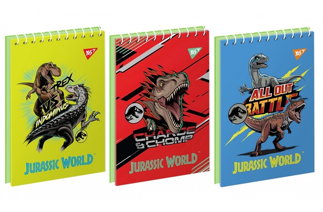 Блокнот А7 80 арк., "Jurassic World", #, МО, пружина верхня Yes