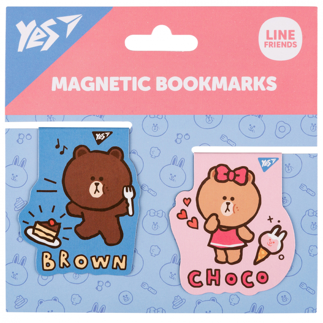 Закладка магнітна "Line Friends Brown And Choco" (планшет=2 шт.) Yes