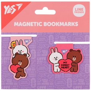 Закладка магнітна "Line Friends Sweet Heart" (планшет=2 шт.) Yes