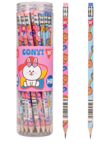 Олівець графітний HB з ластиком/круглий "Line Friends Heroes" (уп.=36 шт.) Yes