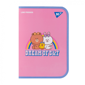 Папка для праці пластикова на блискавку В4 "Line Friends Dream" Yes