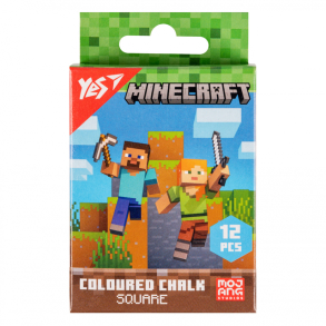 Крейда кольорова квадратна 12 шт. "Minecraft" Yes