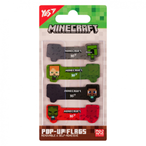 Індекси пластикові 4 кол. по 20 шт., 12*50 мм "Minecraft" Yes