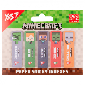 Індекси паперові 5 кол. по 20 шт., 15*55 мм "Minecraft" Yes