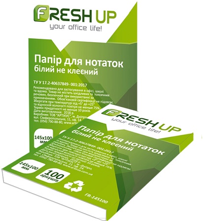 Папір для нотаток 145*100 мм/100 арк., неклеєний/білий Fresh Up