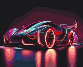 Картина за номером 40*50 см BS 53713 "Неоновий автомобіль" Brushme