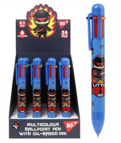 Ручка кулькова 6в1 дитяча "Ninja" (уп.=24 шт.) Yes