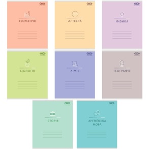 Зошит ПРЕДМЕТНИЙ МІКС А5 48 арк. "Pastel" (уп.=10 шт. / ящик=200 шт.) Zibi