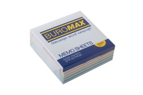 Папір для нотаток 80*80*30 мм, клеєний/веселка Buromax