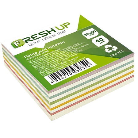 Папір для нотаток 80*80*40 мм, клеєний/мікс Fresh Up