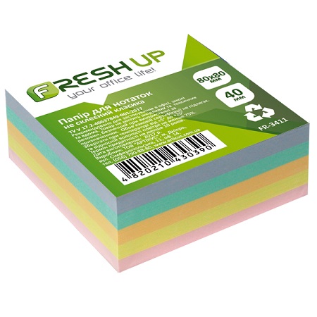 Папір для нотаток 80*80*40 мм, неклеєний/класика Fresh Up