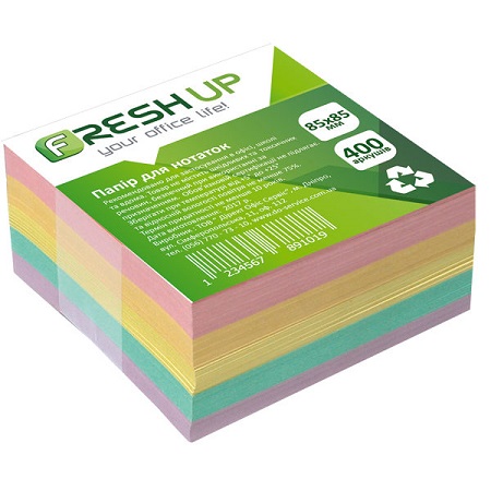 Папір для нотаток 80*80*40 мм, неклеєний/мікс Fresh Up