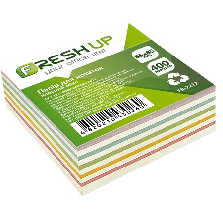 Папір для нотаток 85*85 мм/400 арк., клеєний/мікс Fresh Up