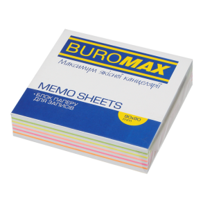 Папір для нотаток 90*90*20 мм, неклеєний/веселка "Neon" Buromax