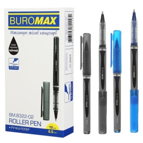 Ручка-ролер кульковий Buromax 0,5 мм, чорний (уп.=12 шт.)