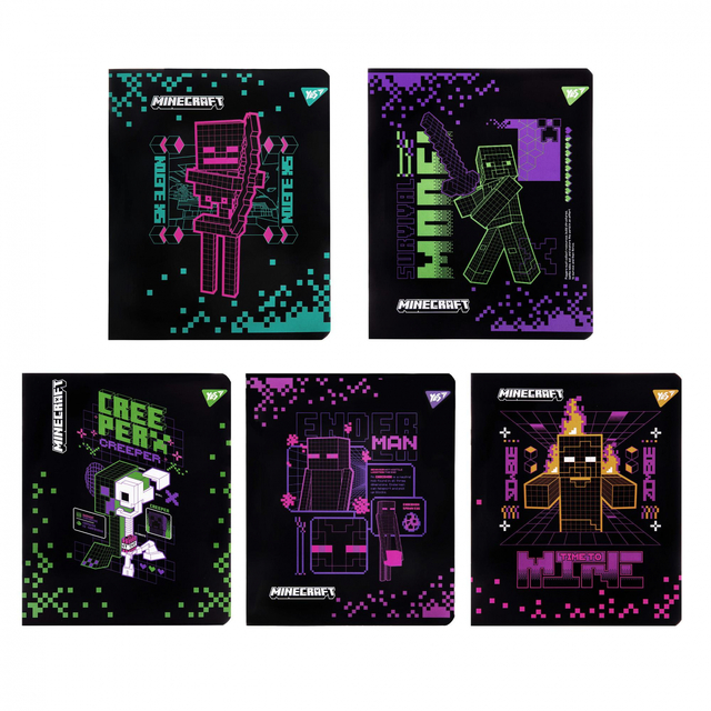 Зошит PREMIUM 12 аркушів // "Minecraft Black" Yes (уп.=10 / ящик=250)