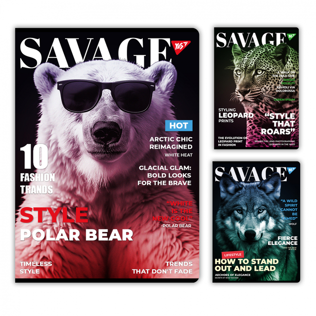 Блокнот А4 96 арк., "Savage", #, МО, скоба Yes