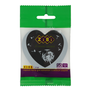 Стікер фігурний 50 арк. 70*70 мм "Kids Line Black Heart" Zibi